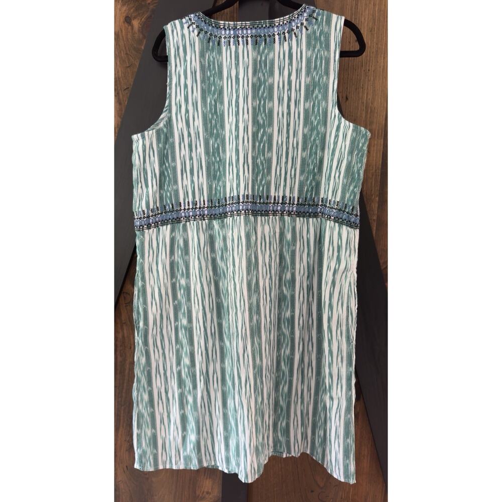 J Jill NWT 100% Cotton Shift Dress Embroidered Ikat Coastal Pockets Size L - Picture 2 of 10